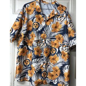 Men’s Size XL Nashville Predators Nhl Team Hawaiian Shirt Floral Yellow & Blue